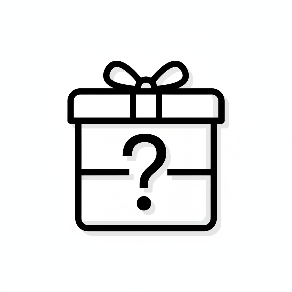 simple mistery gift icon. black and white colors only 
