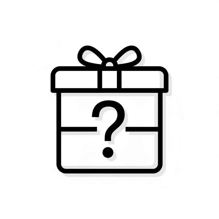 simple mistery gift icon. black and white colors only 