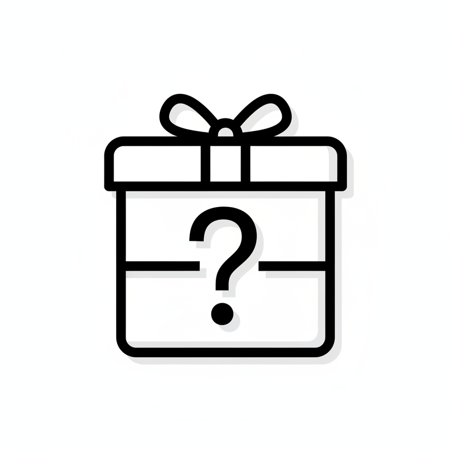 simple mistery gift icon. black and white colors only 
